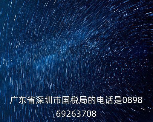廣東省深圳市國稅局的電話是089869263708