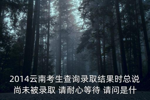 2014云南考生查詢錄取結果時總說尚未被錄取 請耐心等待 請問是什
