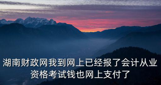 湖南財政網我到網上已經報了會計從業資格考試錢也網上支付了
