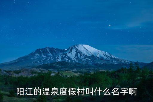 陽江的溫泉度假村叫什么名字啊