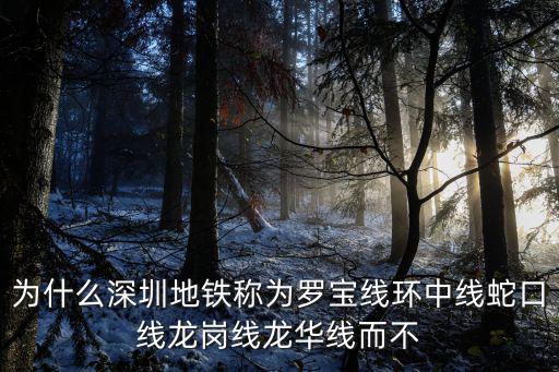 深圳龍華線，為什么深圳地鐵稱為羅寶線環中線蛇口線龍崗線龍華線而不