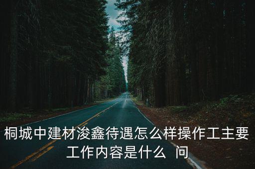 桐城中建材浚鑫待遇怎么樣操作工主要工作內容是什么  問