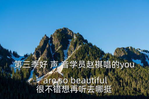 第三季好 聲 音學(xué)員趙祺唱的you are so beautiful很不錯想再聽去哪挺