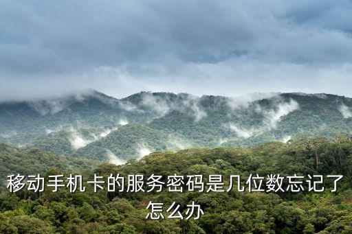 移動(dòng)手機(jī)卡的服務(wù)密碼是幾位數(shù)忘記了怎么辦