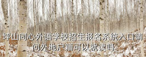 坪山同心外語學校招生報名系統入口請問外地戶籍可以就讀嗎