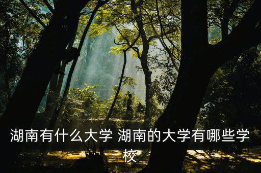 湖南有什么大學 湖南的大學有哪些學校