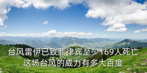 臺風(fēng)雷伊已致菲律賓至少169人死亡這場臺風(fēng)的威力有多大百度