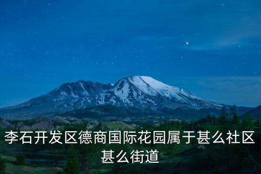 李石開發(fā)區(qū)德商國際花園屬于甚么社區(qū)甚么街道