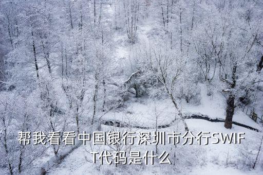 幫我看看中國銀行深圳市分行SWIFT代碼是什么
