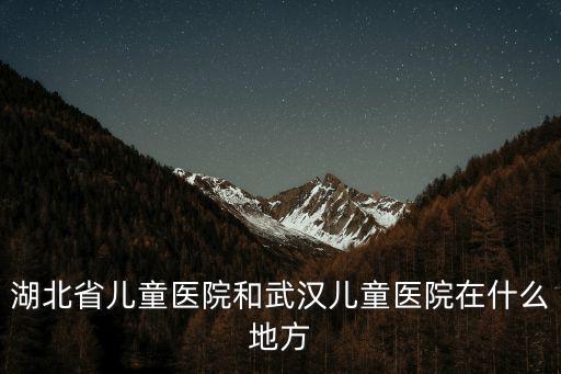 湖北省兒童醫(yī)院和武漢兒童醫(yī)院在什么地方