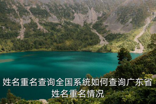 姓名重名查詢?nèi)珖?guó)系統(tǒng)如何查詢廣東省姓名重名情況