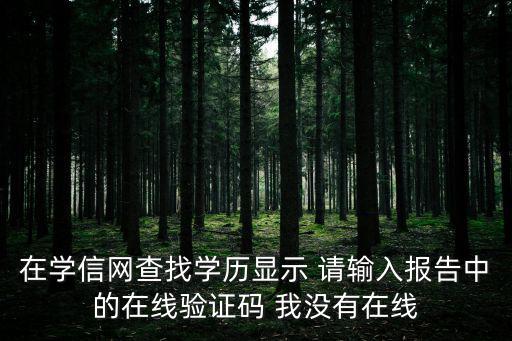 在學信網查找學歷顯示 請輸入報告中的在線驗證碼 我沒有在線