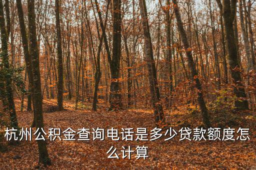 杭州公積金查詢電話是多少貸款額度怎么計算