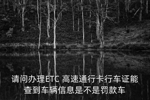 請(qǐng)問(wèn)辦理ETC 高速通行卡行車證能查到車輛信息是不是罰款車