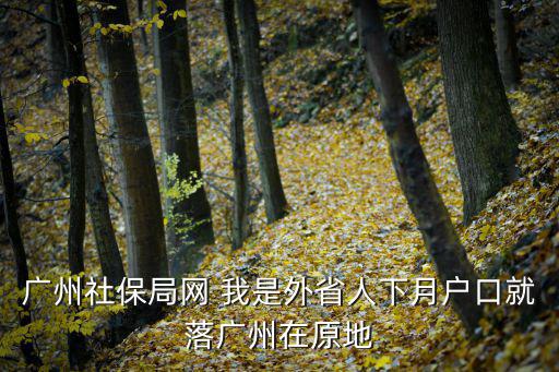 廣州社保局網(wǎng) 我是外省人下月戶口就落廣州在原地