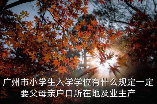 廣州小學入學條件，廣州市小學生入學學位有什么規定一定要父母親戶口所在地及業主產