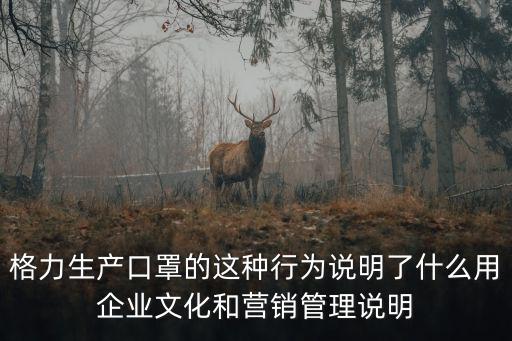 格力生產(chǎn)口罩的這種行為說明了什么用企業(yè)文化和營銷管理說明