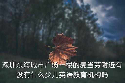 深圳東海城市廣場一樓的麥當勞附近有沒有什么少兒英語教育機構嗎