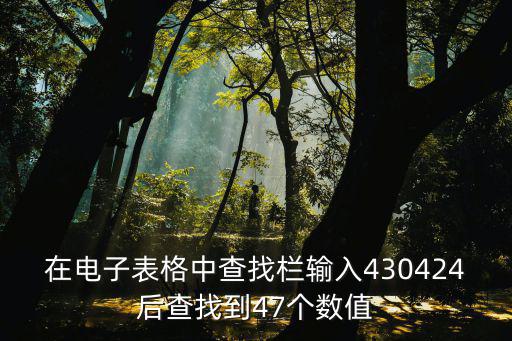 在電子表格中查找欄輸入430424后查找到47個(gè)數(shù)值