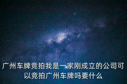 廣州車牌競拍我是一家剛成立的公司可以競拍廣州車牌嗎要什么