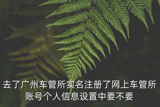去了廣州車管所實名注冊了網上車管所賬號個人信息設置中要不要