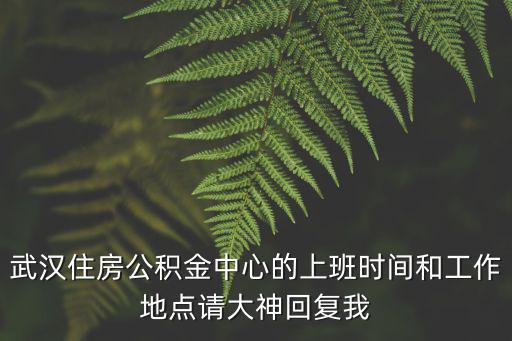 武漢住房公積金中心的上班時(shí)間和工作地點(diǎn)請(qǐng)大神回復(fù)我