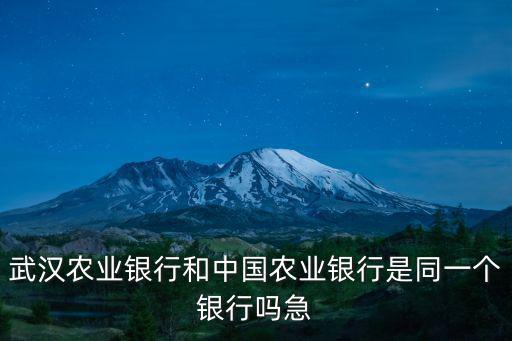 武漢農業銀行和中國農業銀行是同一個銀行嗎急