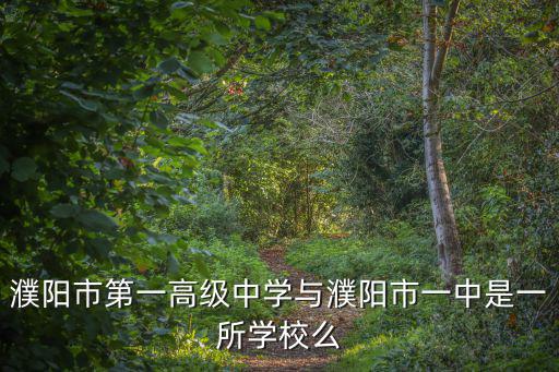 濮陽市一高，濮陽市第一高級中學與濮陽市一中是一所學校么