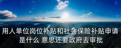 用人單位崗位補貼和社會保險補貼申請 是什么 意思還要政府去審批