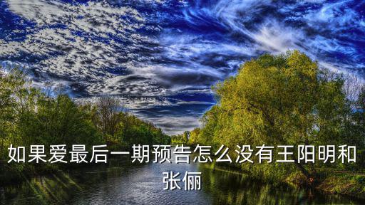 如果愛最后一期預(yù)告怎么沒有王陽明和張儷