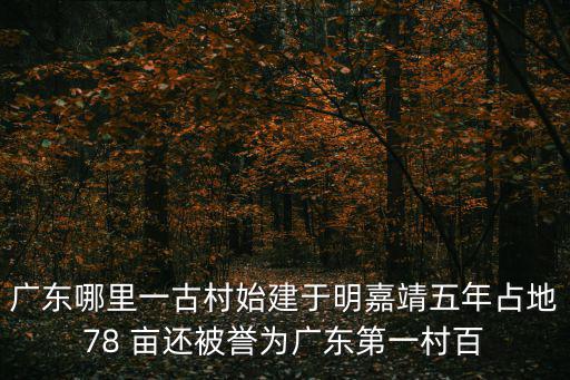 廣東哪里一古村始建于明嘉靖五年占地78 畝還被譽(yù)為廣東第一村百