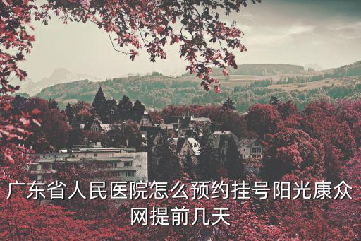 廣東省人民醫(yī)院怎么預(yù)約掛號(hào)陽光康眾網(wǎng)提前幾天