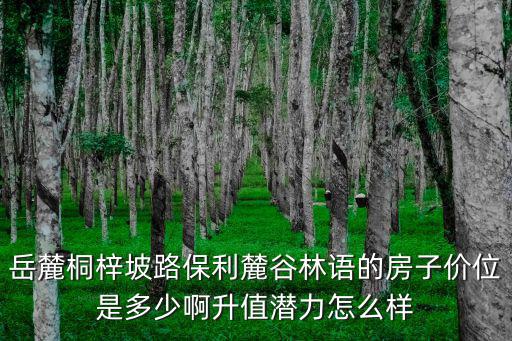 岳麓桐梓坡路保利麓谷林語的房子價位是多少啊升值潛力怎么樣