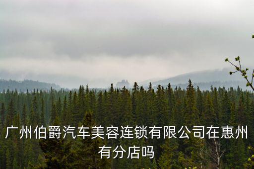 汽車美容公司，廣州伯爵汽車美容連鎖有限公司在惠州有分店嗎
