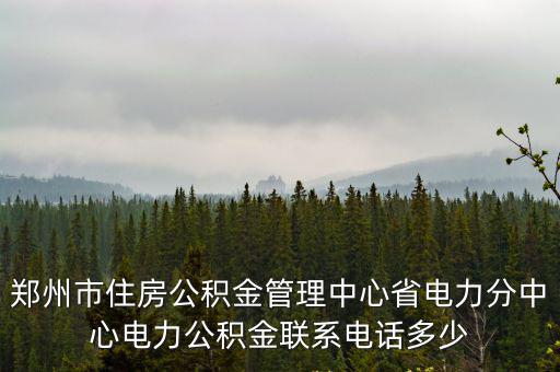 鄭州市住房公積金管理中心省電力分中心電力公積金聯(lián)系電話多少