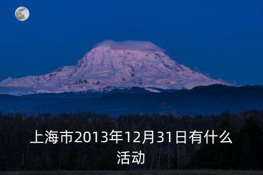上海市2013年12月31日有什么活動(dòng)