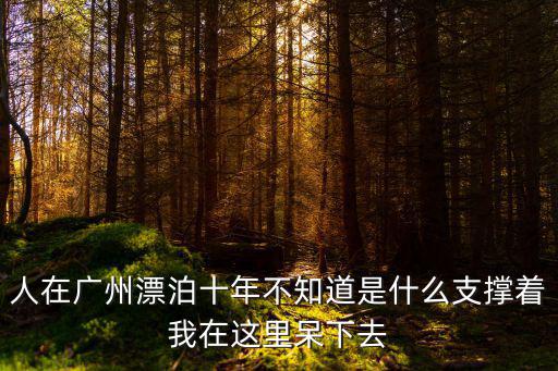 人在廣州漂泊十年不知道是什么支撐著我在這里呆下去