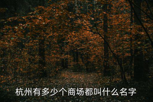 杭州有多少個商場都叫什么名字