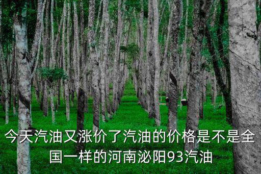 今天汽油又漲價了汽油的價格是不是全國一樣的河南泌陽93汽油