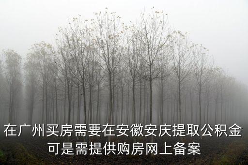 廣州買房網，在廣州買房需要在安徽安慶提取公積金可是需提供購房網上備案