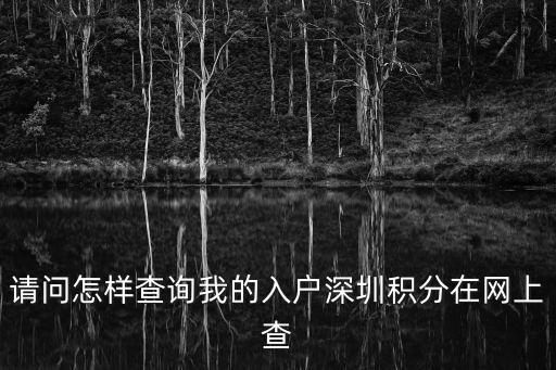請問怎樣查詢我的入戶深圳積分在網上查