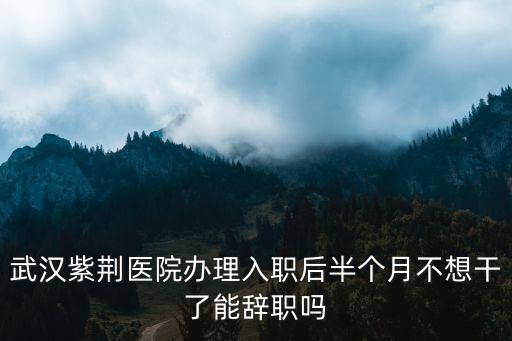 武漢紫荊醫(yī)院辦理入職后半個月不想干了能辭職嗎