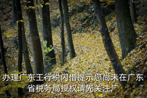 辦理廣東工行稅閃借提示您尚未在廣東省稅務局授權請先關注廣