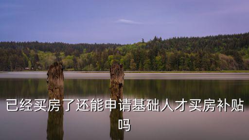 已經買房了還能申請基礎人才買房補貼嗎