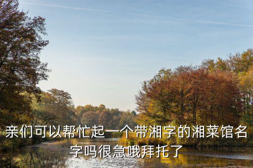 親們可以幫忙起一個帶湘字的湘菜館名字嗎很急哦拜托了