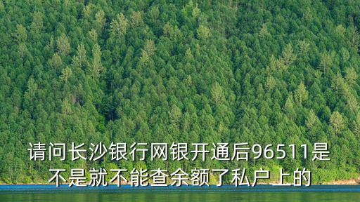 請(qǐng)問(wèn)長(zhǎng)沙銀行網(wǎng)銀開(kāi)通后96511是不是就不能查余額了私戶(hù)上的