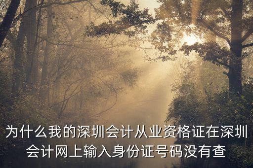 為什么我的深圳會(huì)計(jì)從業(yè)資格證在深圳會(huì)計(jì)網(wǎng)上輸入身份證號(hào)碼沒有查