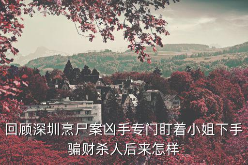 回顧深圳烹尸案兇手專門盯著小姐下手騙財殺人后來怎樣