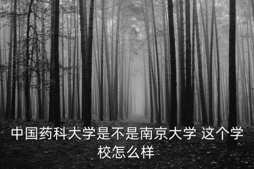 中國藥科大學(xué)是不是南京大學(xué) 這個學(xué)校怎么樣