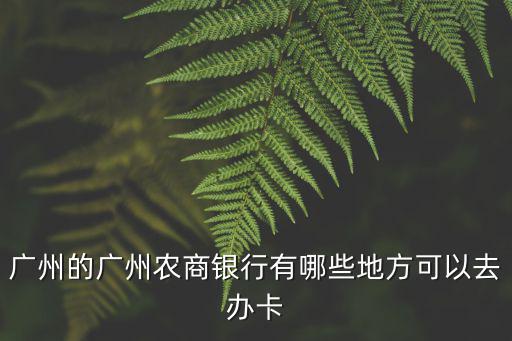 廣州的廣州農商銀行有哪些地方可以去辦卡
